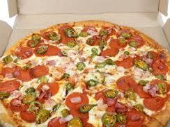 Medium pizza med skinke og paprika......kr.110,-
